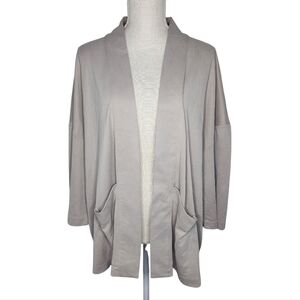 J. Jill XLT Sand-Washed Grey Beige Cardigan Sweater Relaxed Draped Silhouette